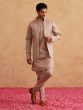 Rosegold Beige Kurta Set With Front Open Jacket