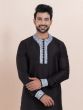 Black Readymade Kurta Pyjama Set For Men