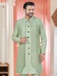 Sage Green Silk Indowestern With Embroidered Jacket