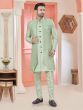 Sage Green Silk Indowestern With Embroidered Jacket