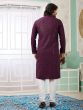 Wine Casual Kurta Set In Silk For Men