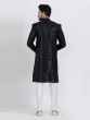 Black Readymade Men's Kurta Set In Rayon