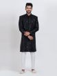 Black Readymade Men's Kurta Set In Rayon