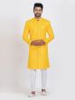 Yellow Readymade Kurta Pyjama For Men