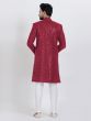 Red Men's Kurta Set With Sequins Embellishment