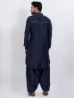 Blue Readymade Kurta Pyjama Set With Pathani Salwar