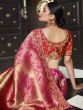 Pink And Red Bridal Saree With Zari Weaves