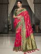 Pink Bridal Embroidered Border Saree In Silk