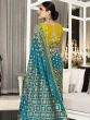 Blue Embroidered Traditional Saree In Silk