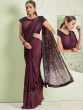 Purple Sequined Party Wear Saree With Blouse