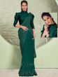 Green Sequined Party Wear Saree In Lycra