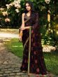 Brown Floral Print Saree In Chiffon