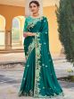 Green Wedding Silk Saree With Embroidered Border