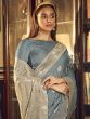 Grey Wedding Art Silk Saree With Weaves