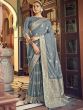 Grey Wedding Art Silk Saree With Weaves