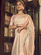 Peach Woven Wedding Saree In Art Silk