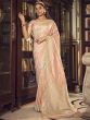 Peach Woven Wedding Saree In Art Silk