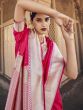 Pink Woven Border Festive Saree