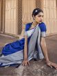 Blue Zari Woven Saree In Art Silk