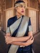 Blue Party Wear Saree With Woven Border