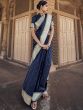 Blue Party Wear Saree With Woven Border