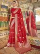 Red Wedding Saree With Zari Weaves