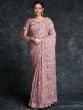 Purple Embroidered Wedding Saree In Organza