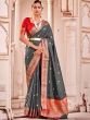 Grey Woven Traditional Saree In Banarasi Silk