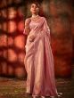 Pink Party Wear Woven Saree With Blouse