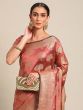 Brown Woven Party Wear Organza Saree