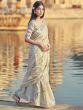 Cream Linen Casual Wear Saree