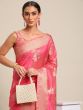 Pink Organza Party Wear Saree With Blouse