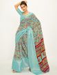 Blue Digital Printed Saree In Chanderi