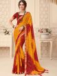 Yellow And Red Bandhani Printed Saree