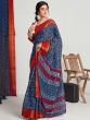 Blue Floral Printed Casual Saree