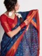 Blue Printed Casual Wear Saree In Jacquard