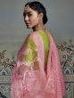 Pink Organza Saree With Embroidered Blouse