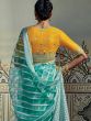 Turquoise Wedding Saree In Organza