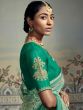 Green Organza Saree With Embroidered Blouse