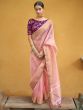 Pink Woven Organza Saree With Blouse