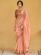 Peach Woven Organza Festive Saree