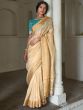 Cream Organza Saree With Woven Borders