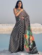 Black Polka Dot Printed Satin Saree