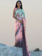 Multicolor Satin Saree With Floral Prints