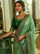 Green Wedding Wear Saree With Embroidered Border