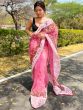 Pink Organza Saree With Floral Prints