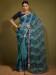 Blue Bandhani Printed Saree In Georgette