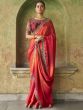 Red Shaded Satin Saree With Heavy Border