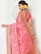 Pink Cotton Saree With Floral Weaves