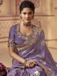 Purple Wedding Wear Saree With Embroidered Borders